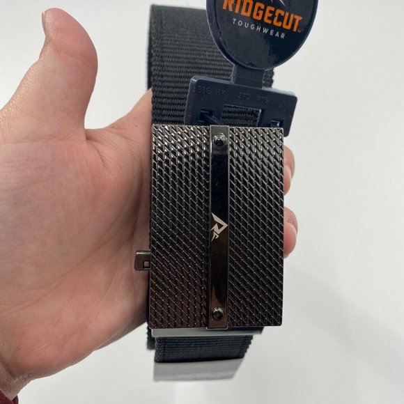 Ridgecut Men's Nylon Web Ratchet Belt Black sz L/38-40 Gunmetal Finish 2776-001 - Picture 5 of 8